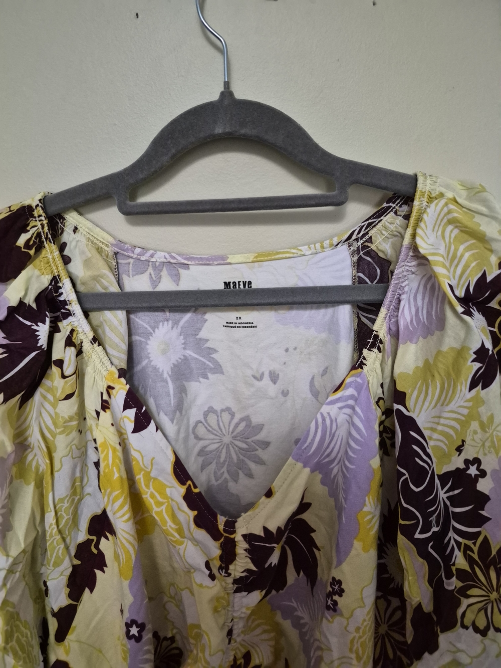 Maeve Yellow, Purple & Brown Floral Tie-Front Crop Top - Picture 2 of 4